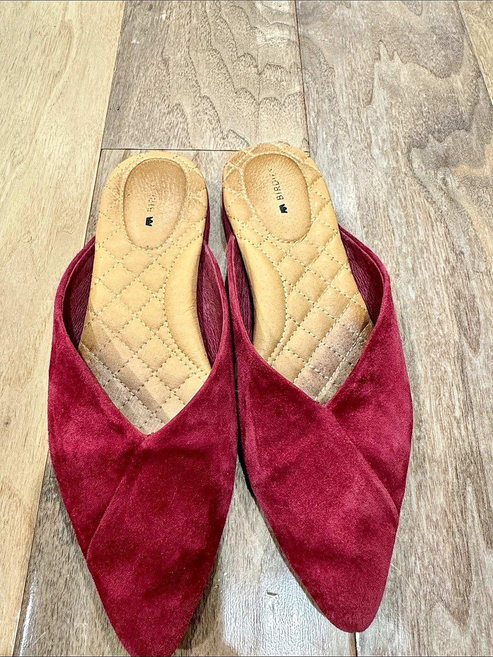 Birdies Pointed Toe Mules in Red